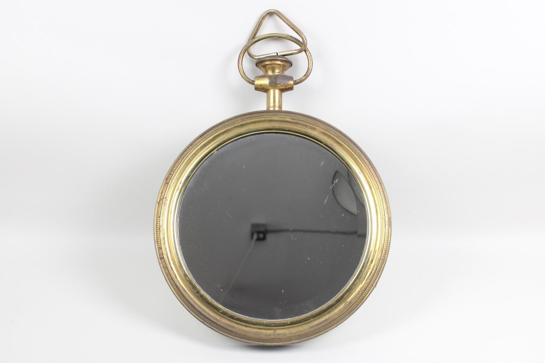 Brass Pocket Watch Shaped Wall Mirror, Fornasetti Style (1 of 11)