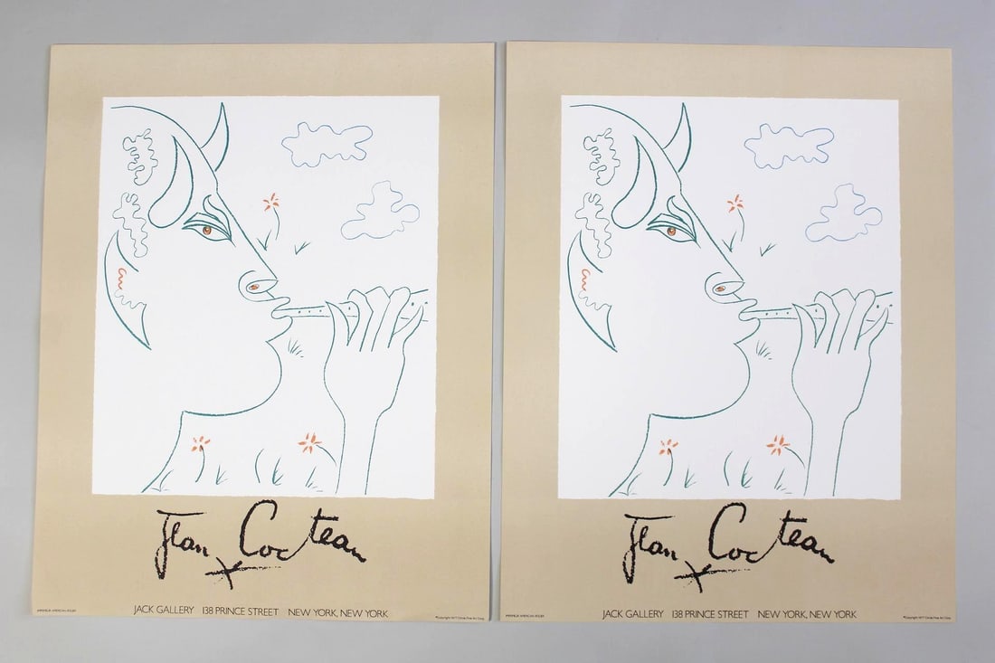 Pair of Jean Cocteau 'Faun' Exhibition Posters for Jack Gallery, 1977 (1 of 9)