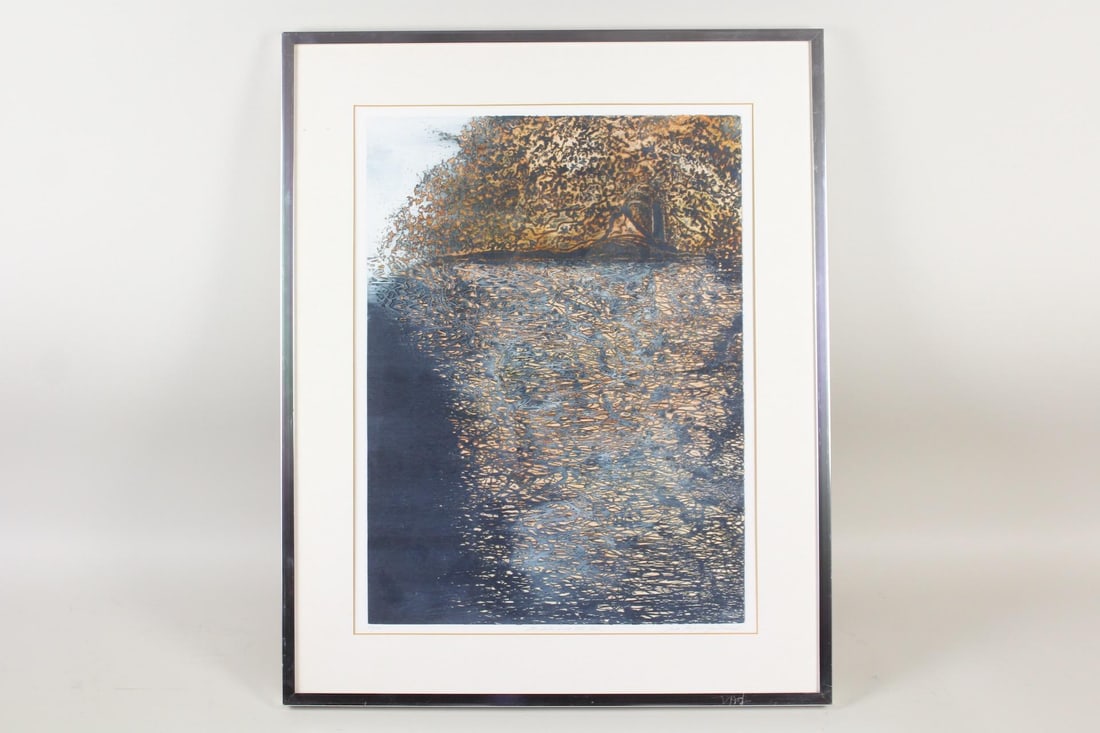 Modernist Etching "The Lake and the Tree" Bert Yarborough (1 of 12)