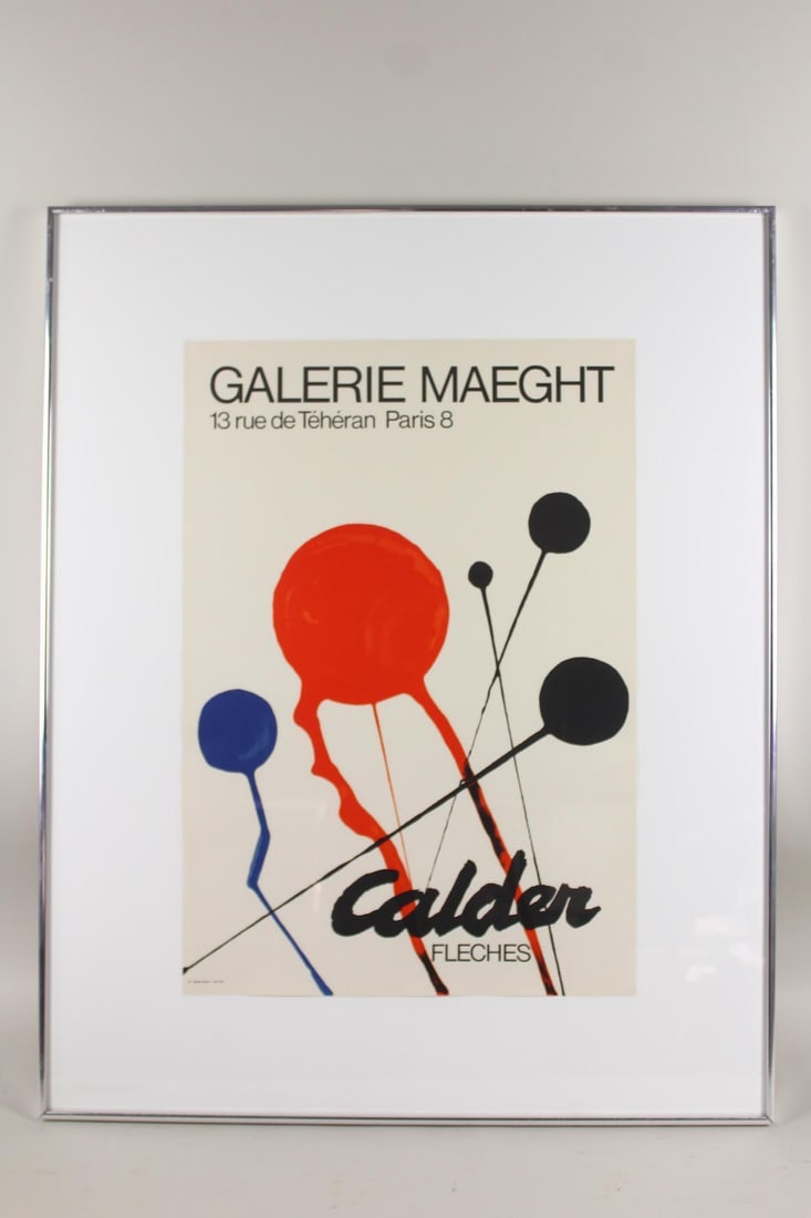 Alexander Calder Exhibition Poster "Fleches" Galerie Maeght: Alexander Calder Exhibition Poster "Fleches" Galerie Maeght Lithographic poster for the 1968 Alexander Calder exhibition, titled Fleches, in Maeght Gallery, Paris. Published by Maeght Gallery - Arte P