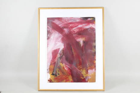 Seymour Franks Abstract Expressionist Gouache Painting: Seymour Franks Abstract Expressionist Gouache Painting. Pencil signed lower right by the artist Seymour Franks (American 1916 -1981). In a wooden frame. From the collection of a prominent US