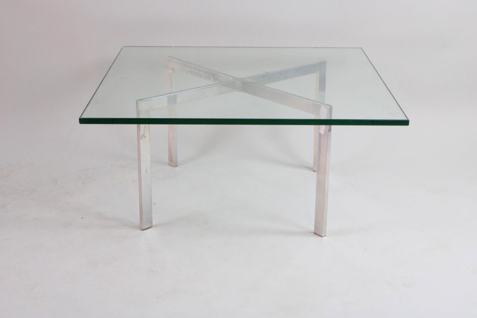 Glass and Aluminum Barcelona Coffee Table, Mies Van Der Rohe (1 of 6)