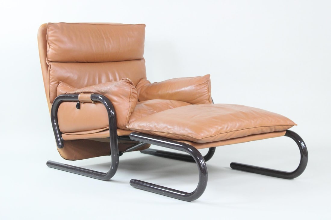 Postmodern Rossi Di Albizzate Leather Lounge Chair & Ottoman (1 of 11)