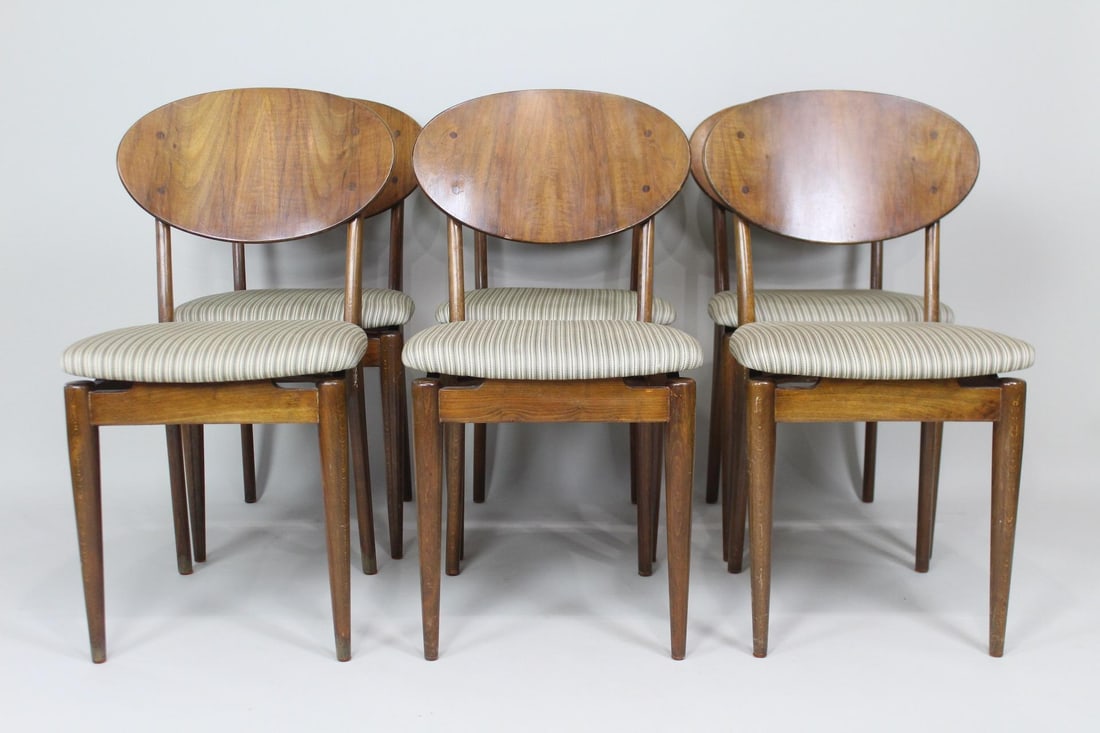 Set of 6 Mid-Century Danish Modern Walnut Dining Chairs (1 of 12)