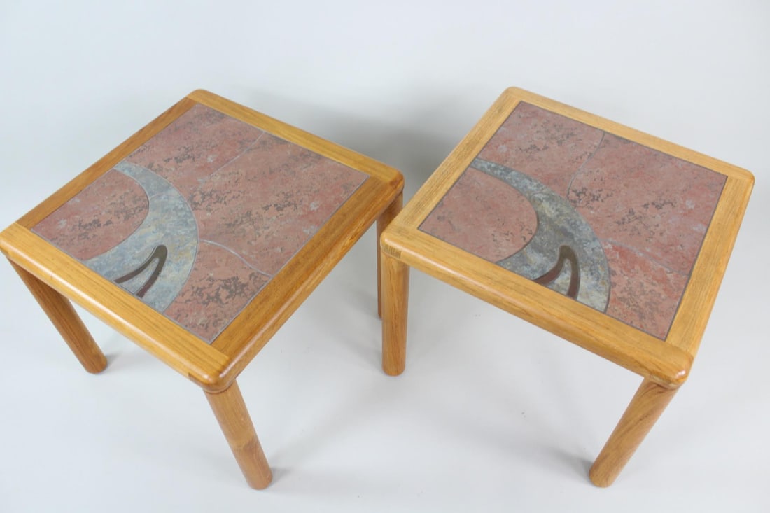 Pair of Danish Modern Haslev Wood & Tile Side Tables (1 of 11)