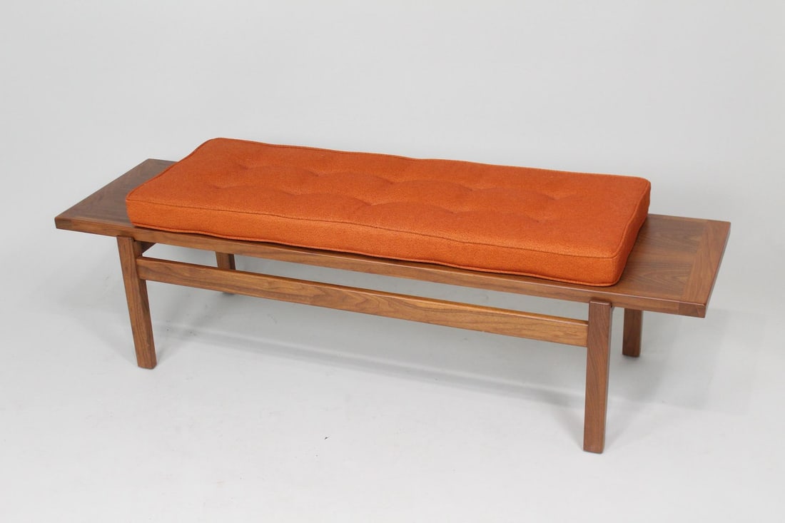 Jens Risom 'Jens Bench' with Orange Cushion, Design Within Reach DWR (1 of 10)
