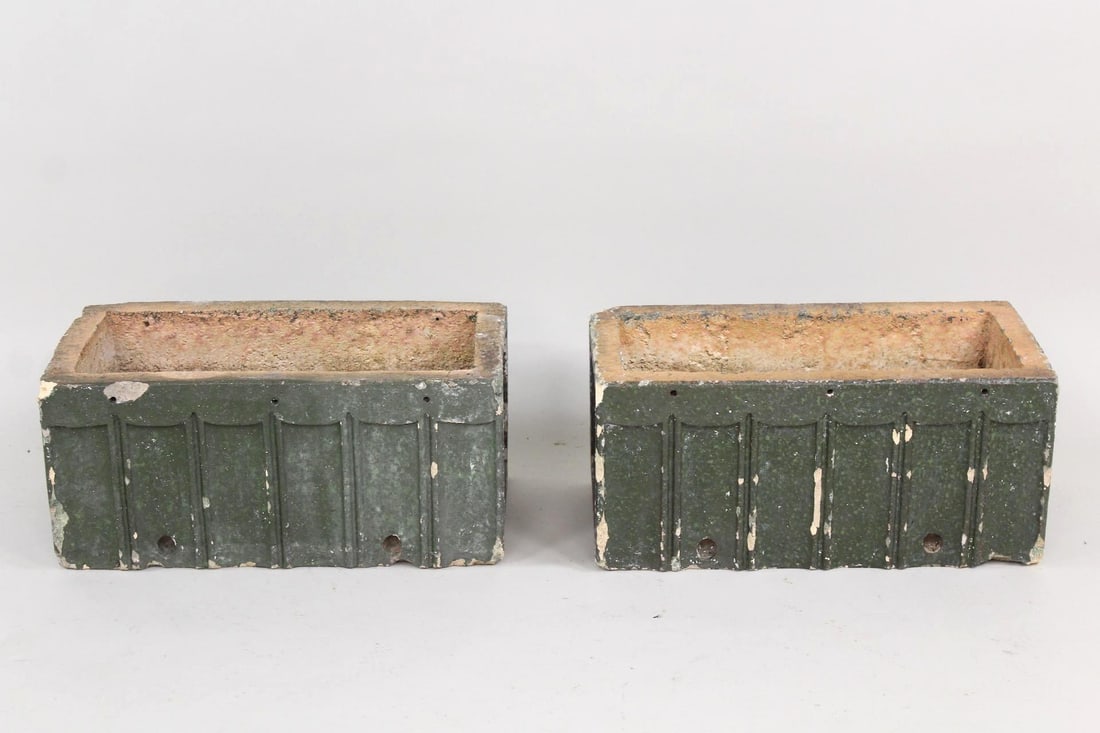 Pair of Arts & Crafts Terracotta Green Glazed Planters, 3 of 3 (1 of 7)