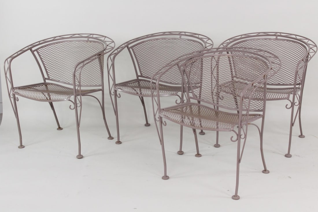 Set of 4 Mid-Century Modern Salterini Wrought Iron Patio Chairs (1 of 13)