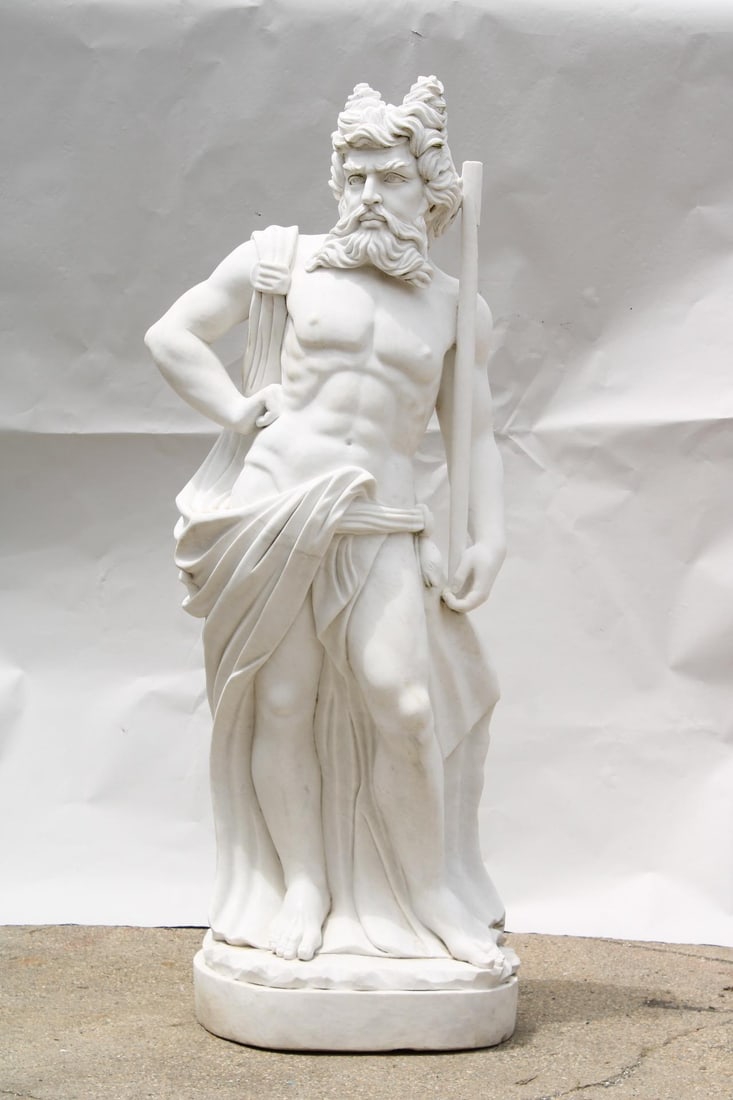 Large 6.5 Ft Marble Statue Sculpture of Greek God Poseiden (1 of 13)