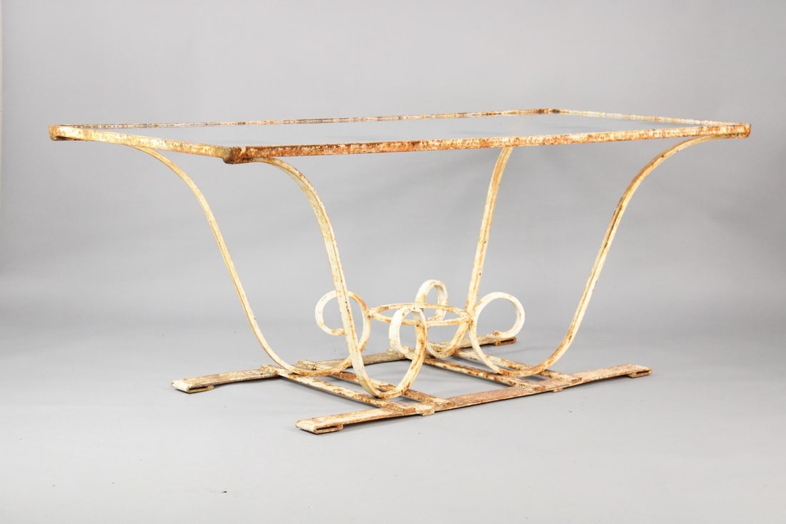 6-Foot Scrolled Design Wrought Iron & Glass Outdoor Table (1 of 10)