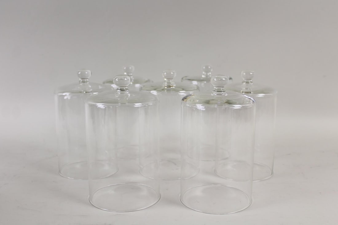 Lot of 7 Astier de Villatte 7.5 in Tall Glass Cloche, Bell Jars, 1 of 2 (1 of 8)