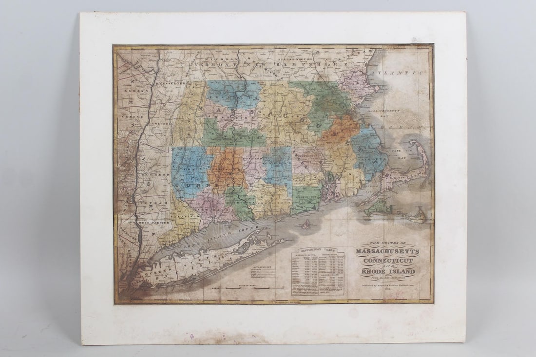 Map States Of Massachusetts, Connecticut & Rhode Island Andrus & Judd 1832 (1 of 11)
