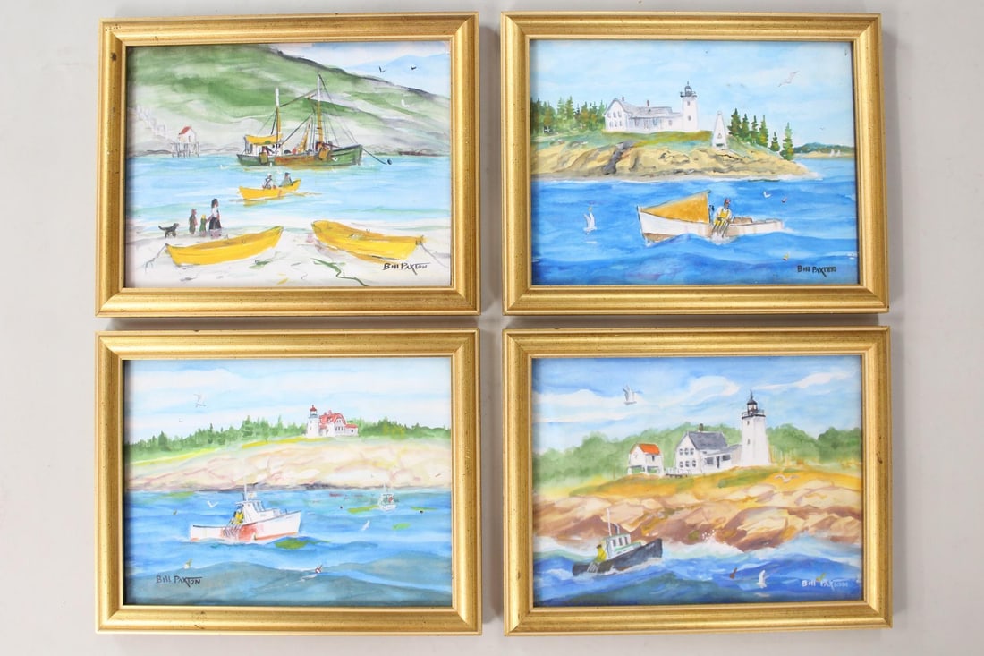 Lot of 4 Bill Paxton Maine Coast Nautical Paintings (1 of 14)