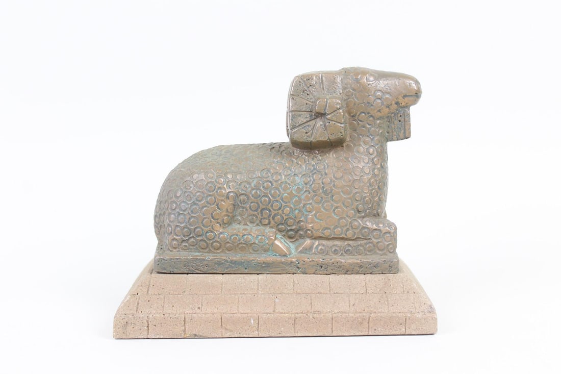 Signed Cleo Hartwig Bronze & Ceramic Modernist Ram Sculpture (1 of 8)