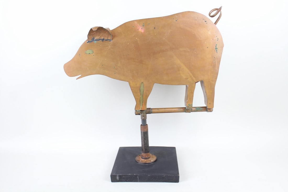 Folk Art Hollow Bodied Copper Pig Weathervane (1 of 14)