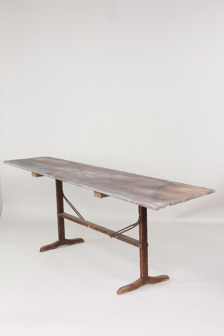 Primitive Portable Wood Wallpaper Work Table, Folding Legs (1 of 9)