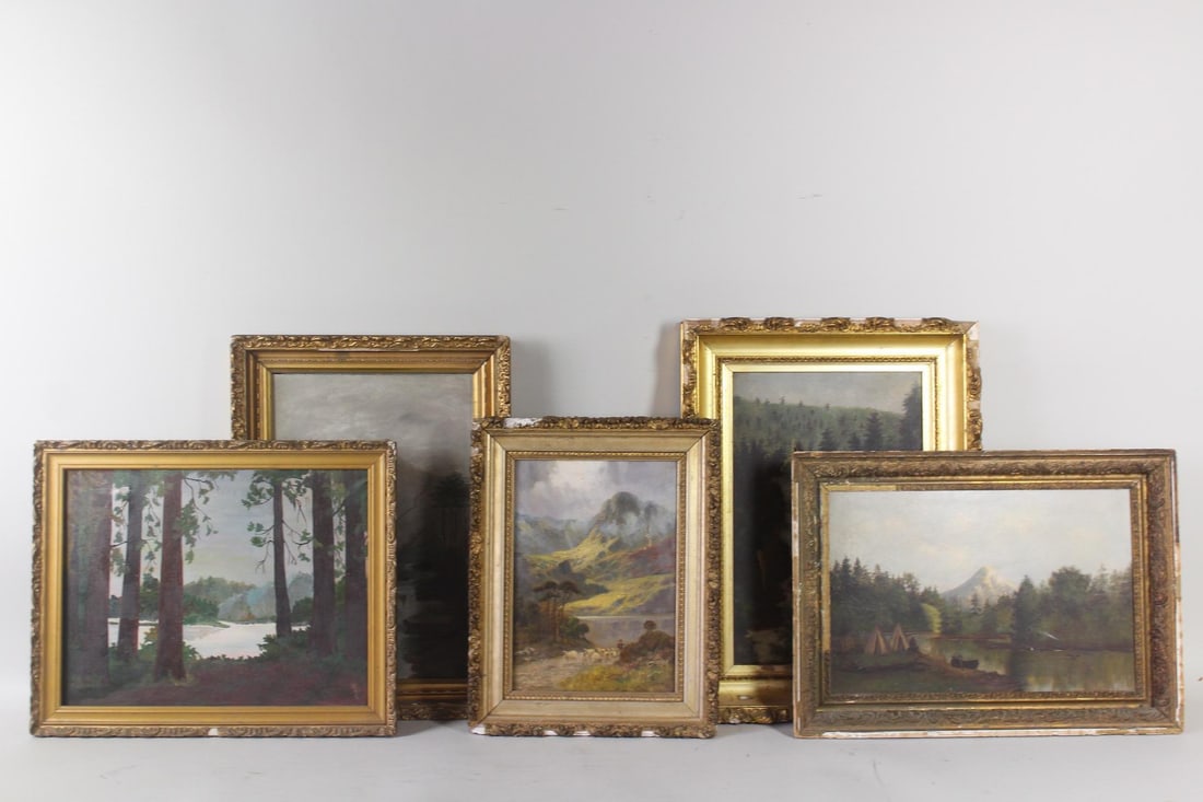 Lot of 5 Framed Landscape Paintings, Waterfalls & Nature (1 of 18)