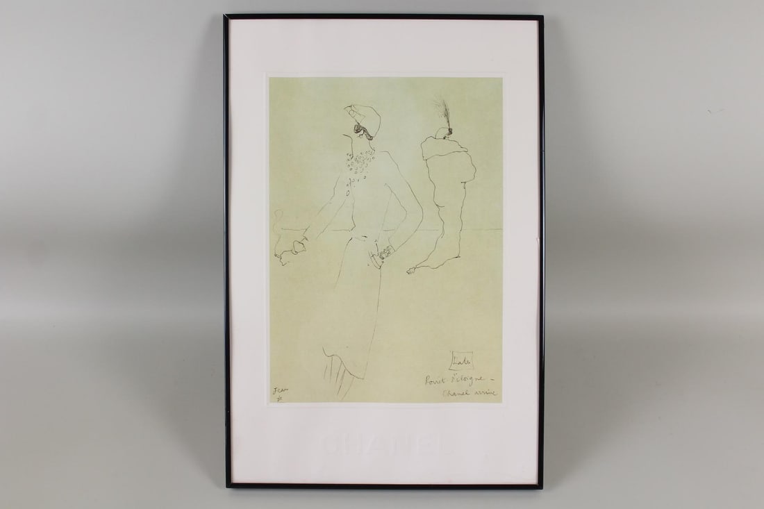 Framed Jean Cocteau Lithograph for Chanel (1 of 9)