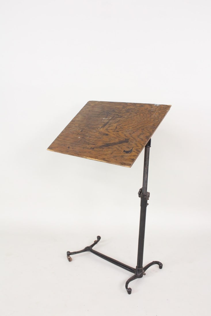 Industrial Adjustable Drafting Table or Writing Stand, Cast Iron Base (1 of 11)