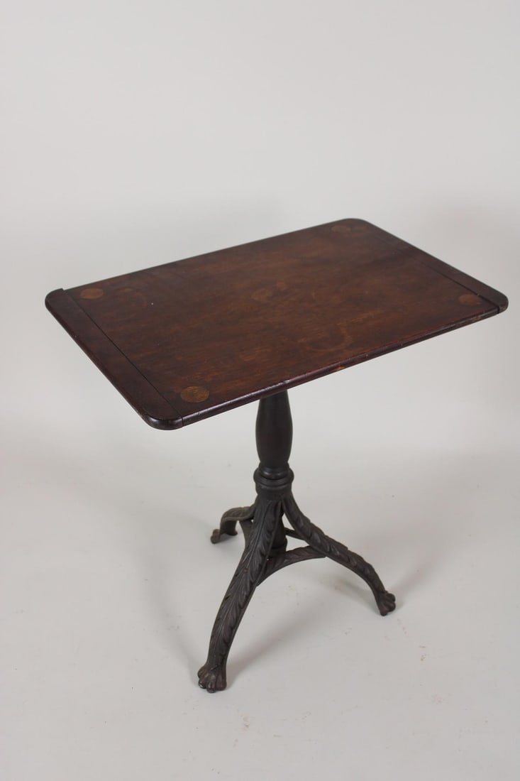 Industrial Claw Foot Inlaid Wood & Cast Iron Drafting Work Table (1 of 12)