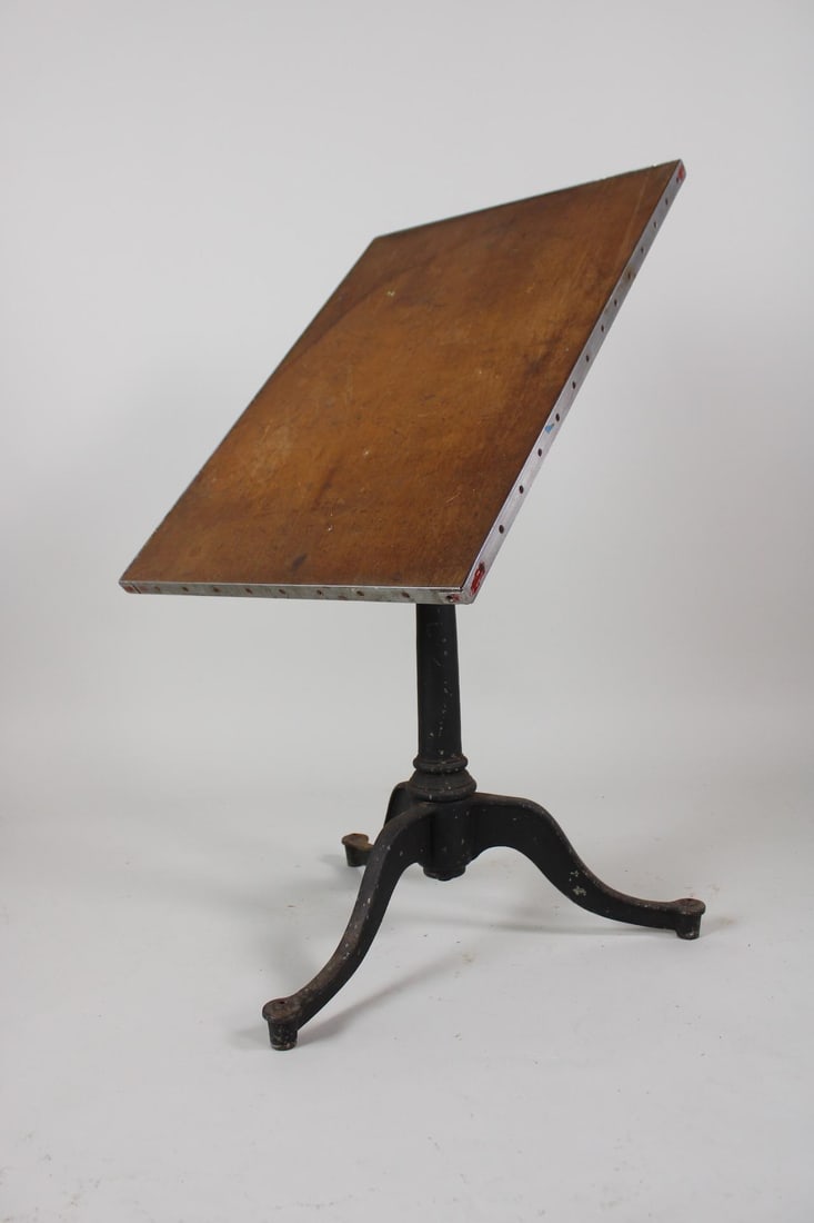 Industrial Wood & Cast Iron Adjustable Drafting Table (1 of 13)