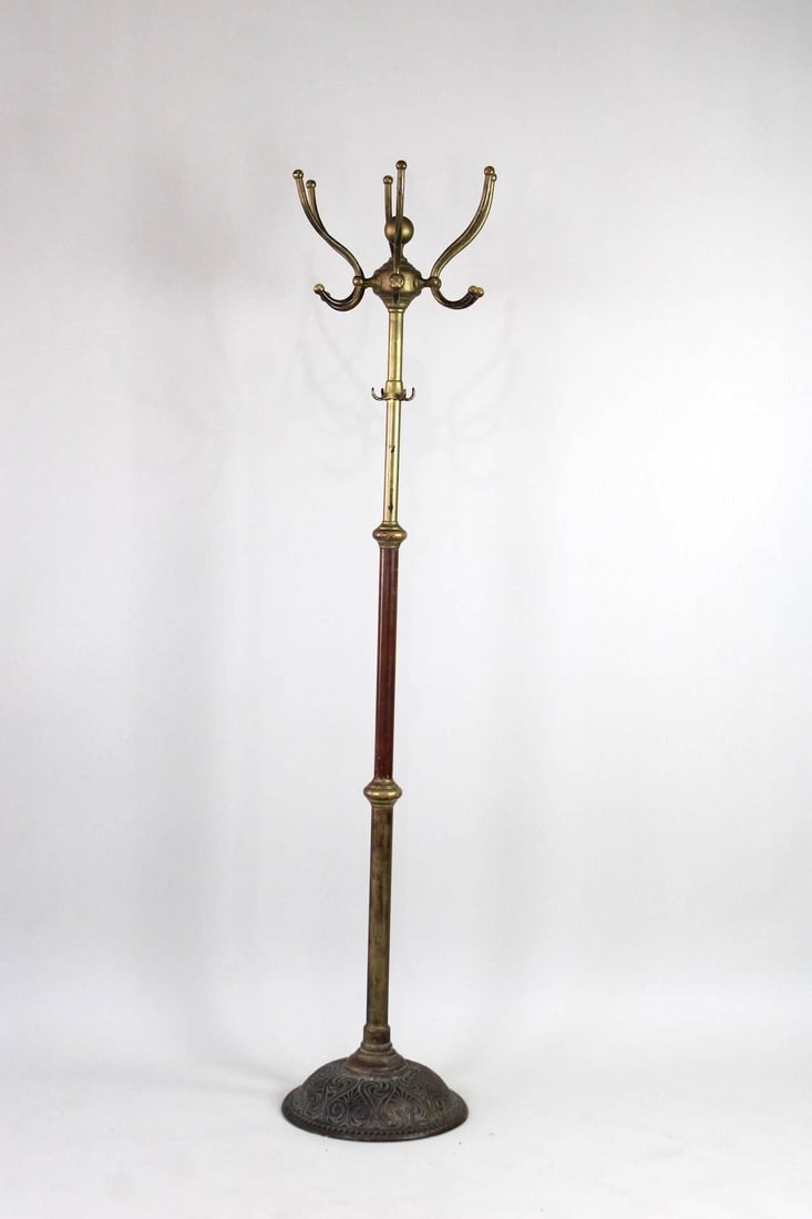 Art Nouveau Cast Iron & Brass Coat Rack (1 of 7)