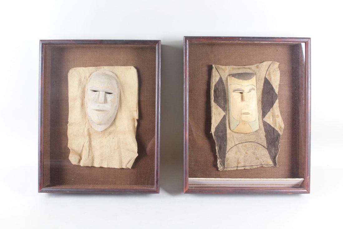 Pair of Ethnographic Masks in Shadowbox Frames (1 of 12)