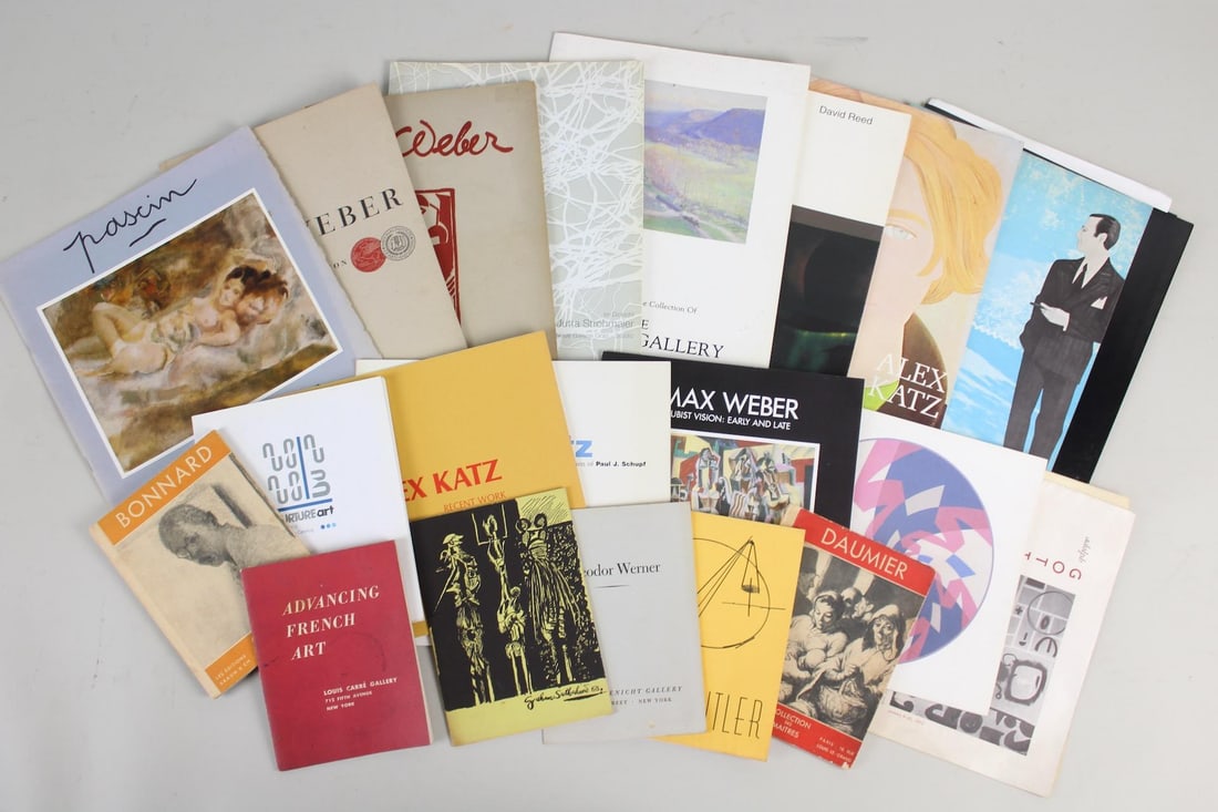 Lot of 21 Art Catalogues, Artist Exhibitions, Alex Katz, Max Weber, Adolph Gottlieb: Lot of 21 Art Catalogues, Artist Exhibitions, Alex Katz, Max Weber, Adolph Gottlieb. This collection also includes publications on French art, Cubism, Honore Daumier, Pierre Bonnard, woodcuts, paintin