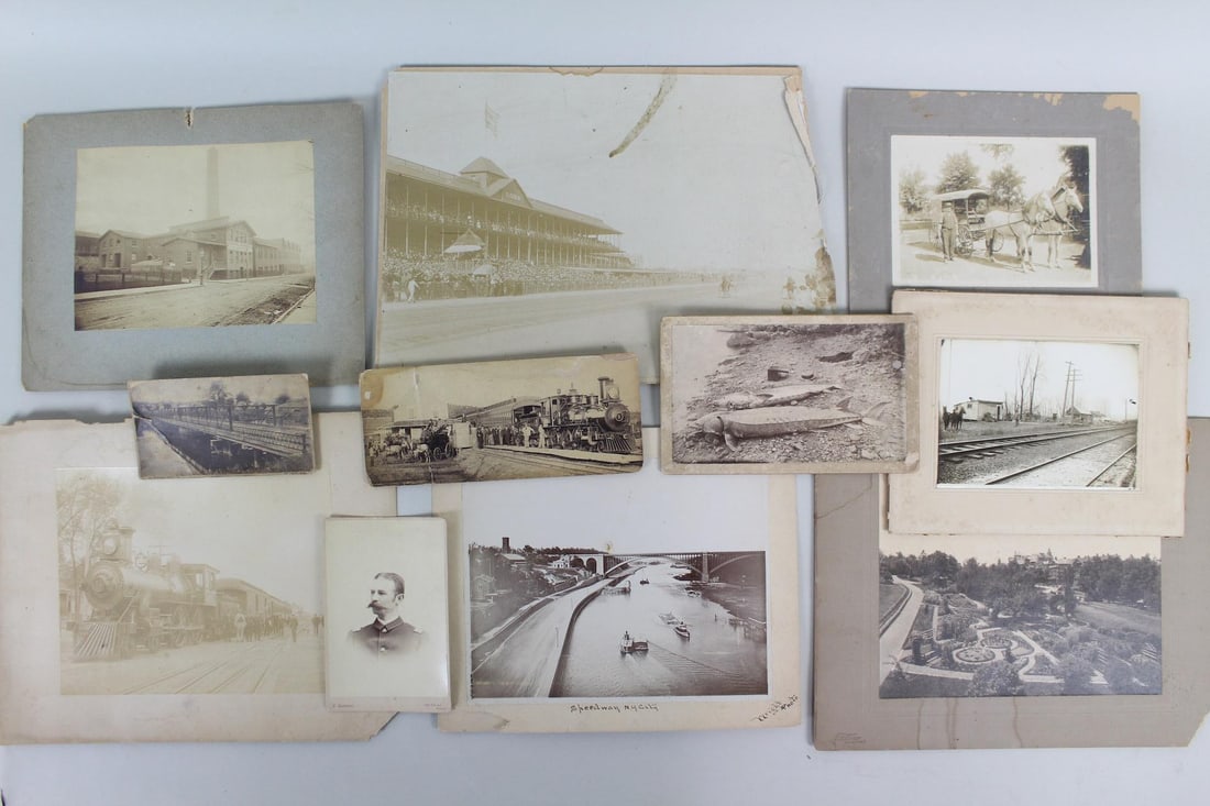 Lot of 11 Antique Photographs, Early 19th Century, Trains, Saratoga, Mohonk, Speedway, NY (1 of 17)