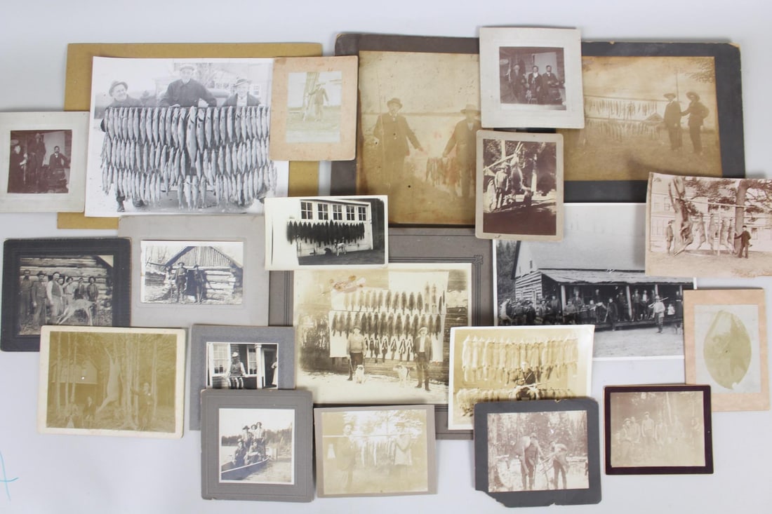 Lot of 20 Antique Hunting & Fishing Photographs, Cabinet Cards (1 of 18)