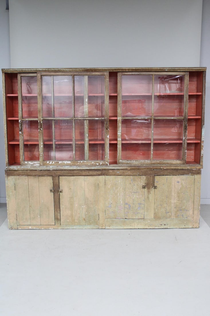 8-ft Primitive Country Store Display Cabinet (1 of 20)