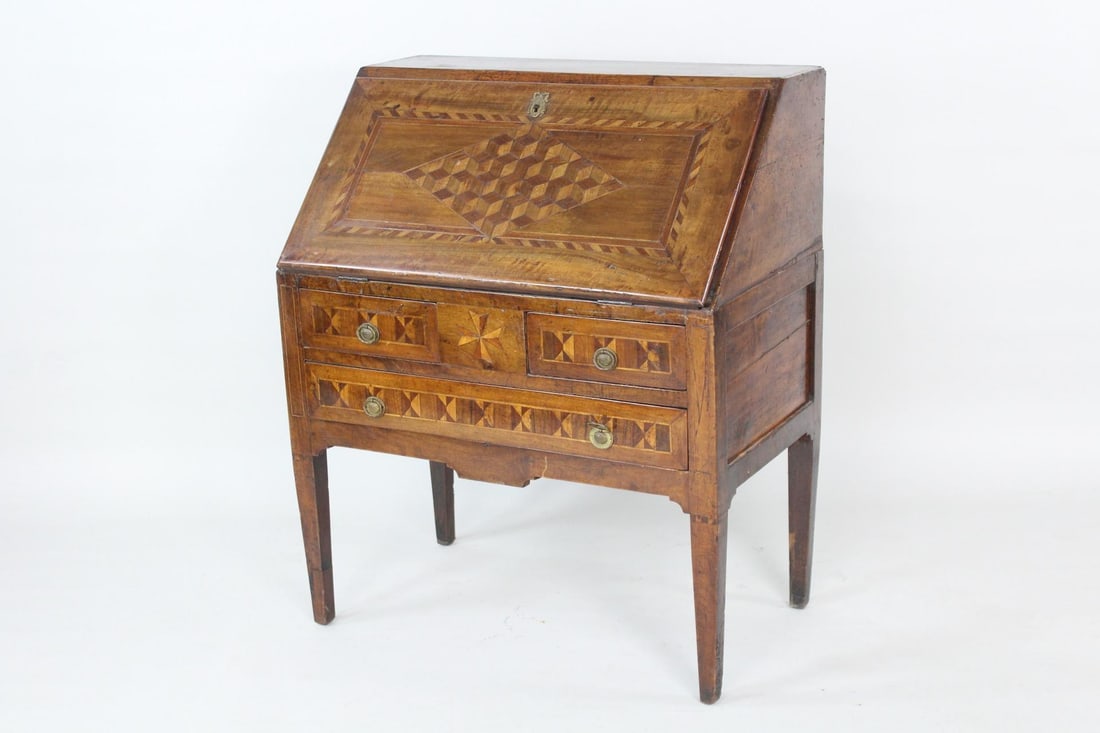 Louis XVI Style Inlaid Wood Drop Front Writing Desk (1 of 13)