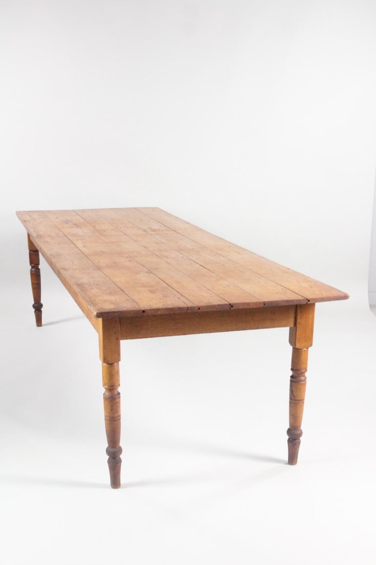 9-Foot Oak Turned Leg Farm Harvest Table (1 of 13)