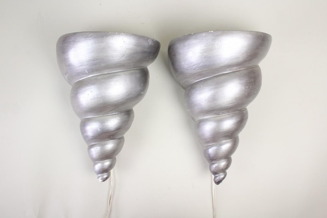 Pair of Richard Etts Silver Seashell Sculptural Wall Sconces (1 of 10)