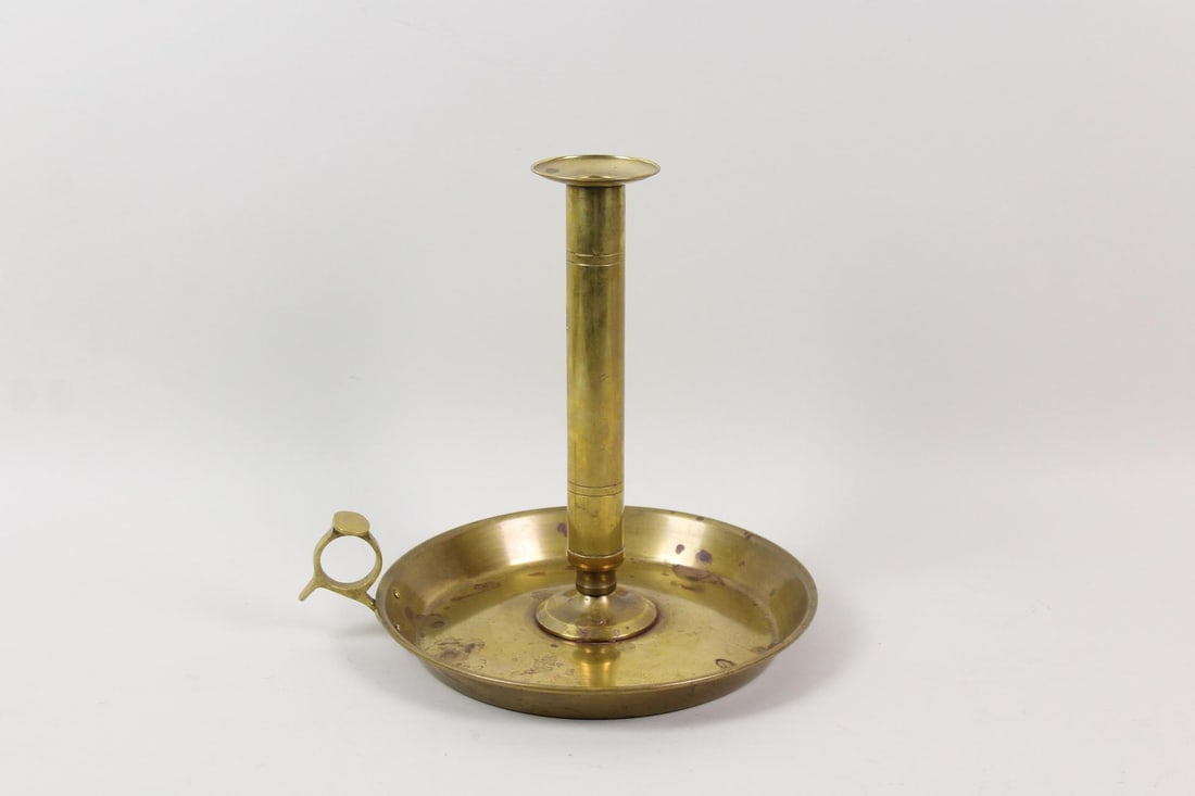 Oversized 19th C. Brass Chamber Push-up Candlestick (1 of 12)