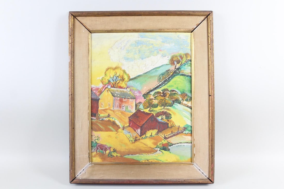 B. Rubin Landscape Painting of a Hill Farm 1917 (1 of 10)