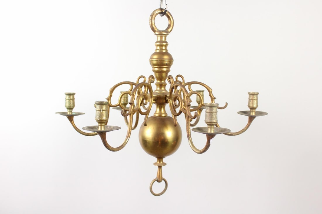 Antique 19th C. Brass Candle Chandelier (1 of 7)