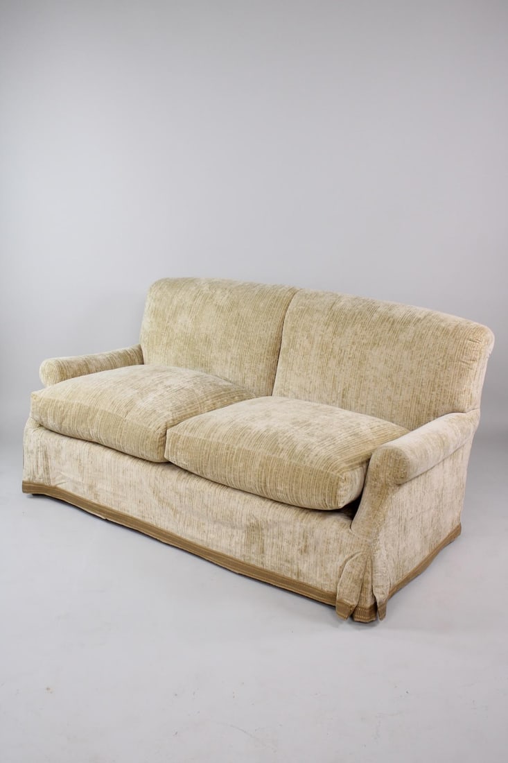 Cut Velvet Cream Loveseat Sofa (1 of 8)
