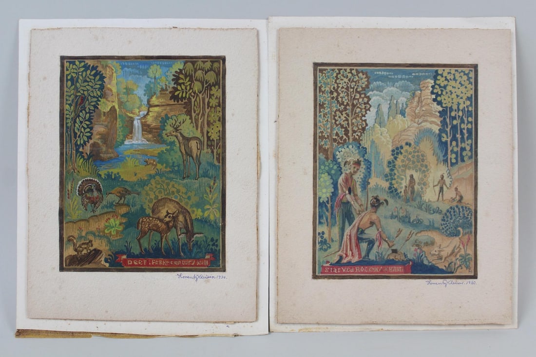 Pair of Lorentz Kleiser Gouache Paintings, Designs for Tapestry 1930 (1 of 13)