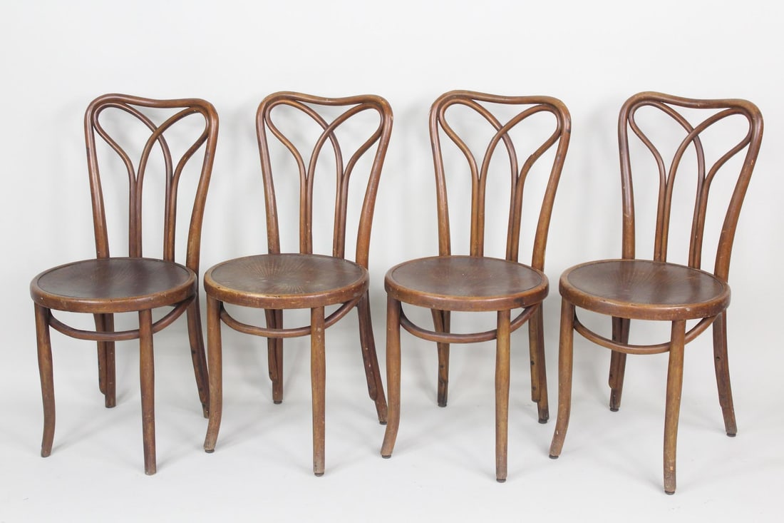 Set of 4 Bentwood Thonet Pretzel Back Bistro Chairs (1 of 15)