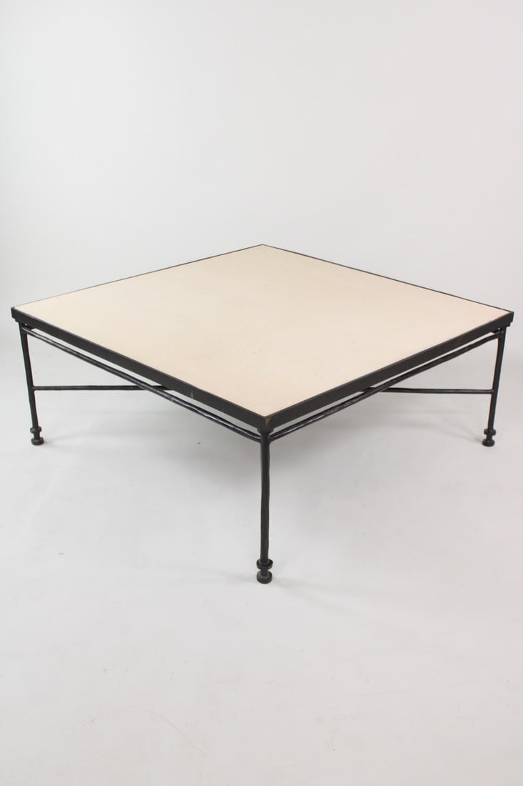 Oversized Brutalist Giacometti Style Bronze & Travertine Coffee Table (1 of 17)