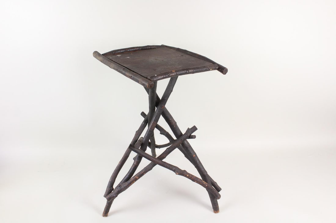 Primitive Painted Twig Side Table, Adirondack Folk Art (1 of 8)