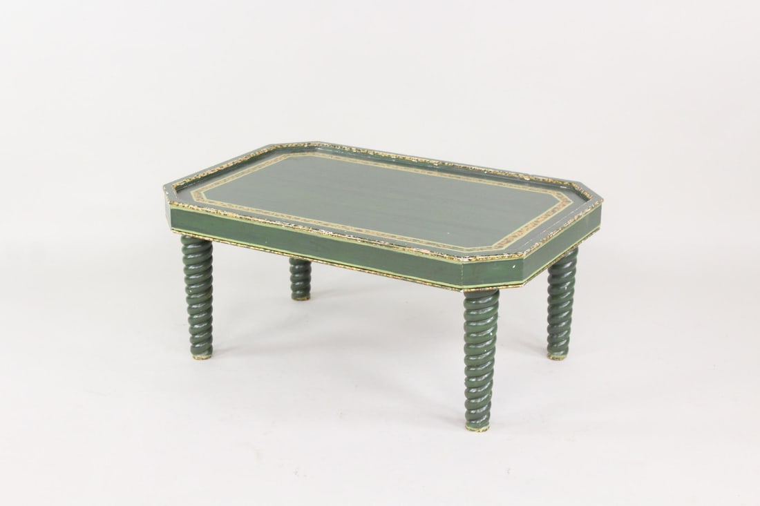 Green Spiral Leg Gilt Wood Coffee Table (1 of 7)