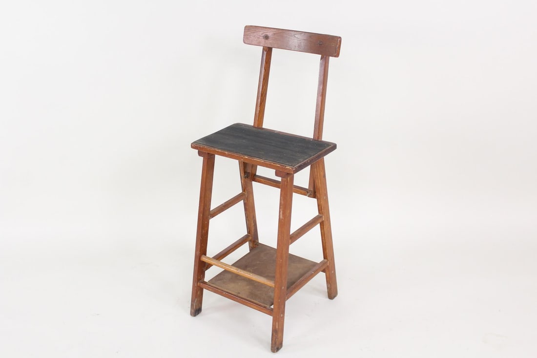 Industrial Wood Make-Do Work Stool Chair (1 of 11)