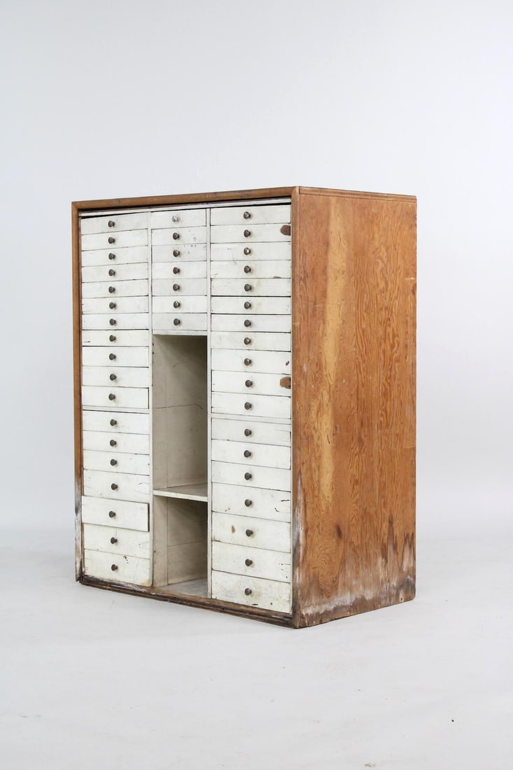 Industrial Wooden 42 Multi Drawer Watchmaker's Desk, Jeweler's Bench (1 of 10)