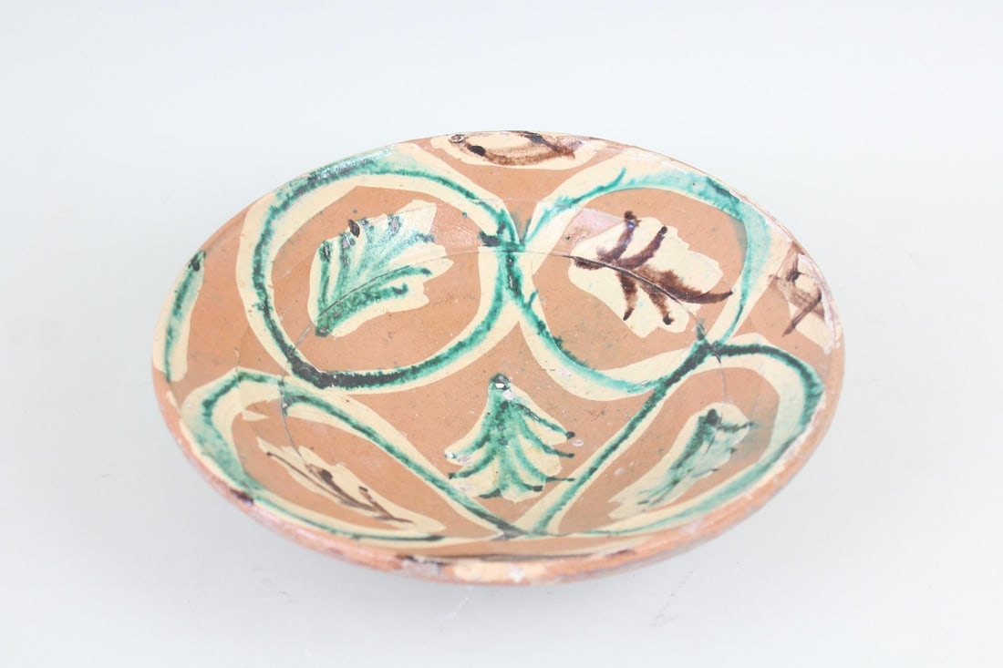Persian Decorated Terra Cotta Earthenware Centerpiece Bowl (1 of 7)