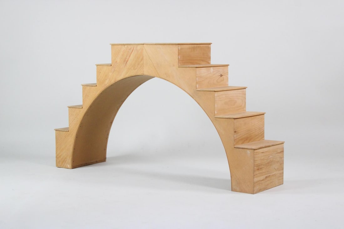 Minimalist Handmade Stepped Wood Arch Display Shelf (1 of 6)