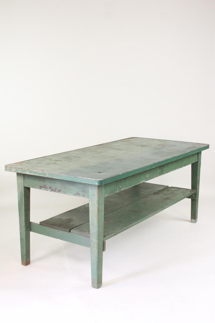 Industrial Green Painted Metal Work Table (1 of 10)