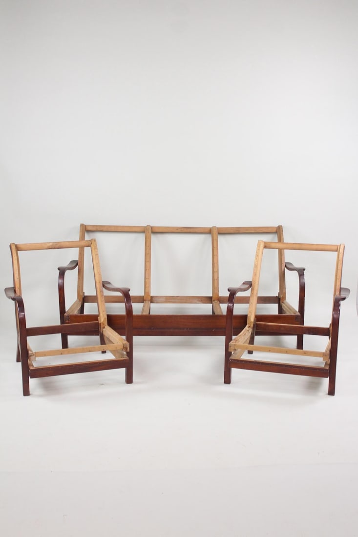 Set of 3 Italian Bentwood Frames, Sofa & Chairs, Jindrich Halabala Style (1 of 14)