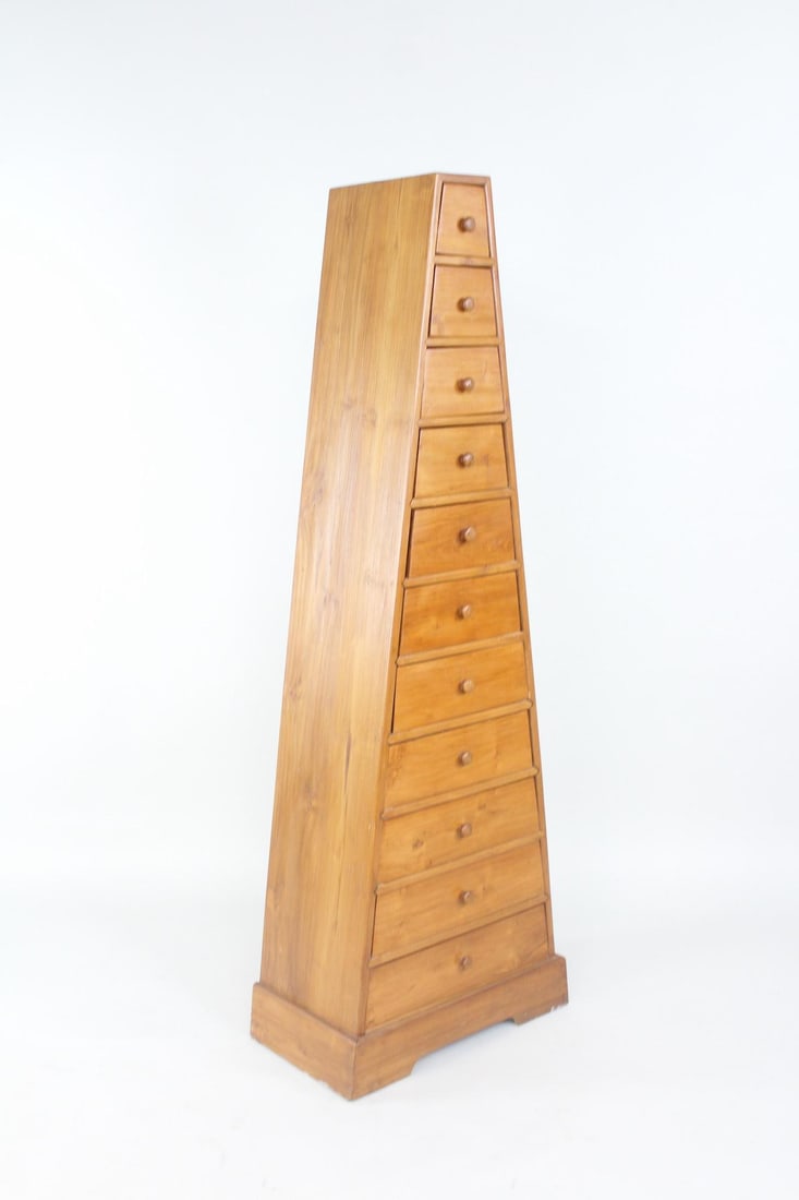 Postmodern Tall Wooden Pyramid Chest of Drawers (1 of 7)